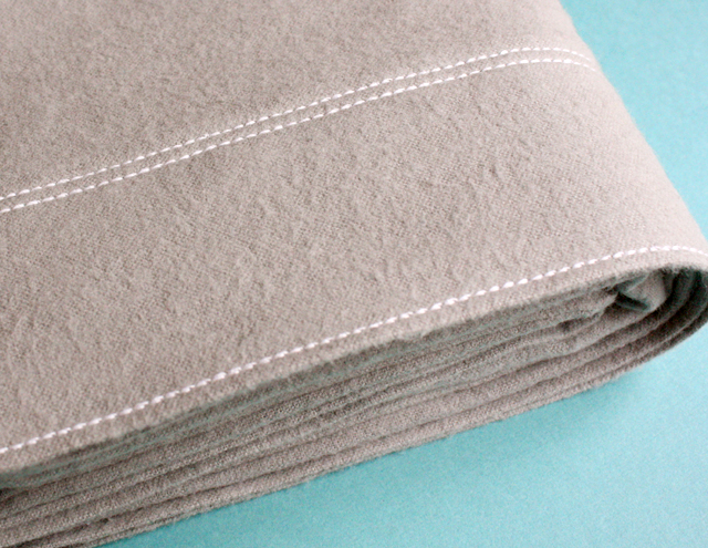 gray flannel pillowcase with topstitching